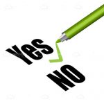 Yes and No Text with Green Market and Tick Mark